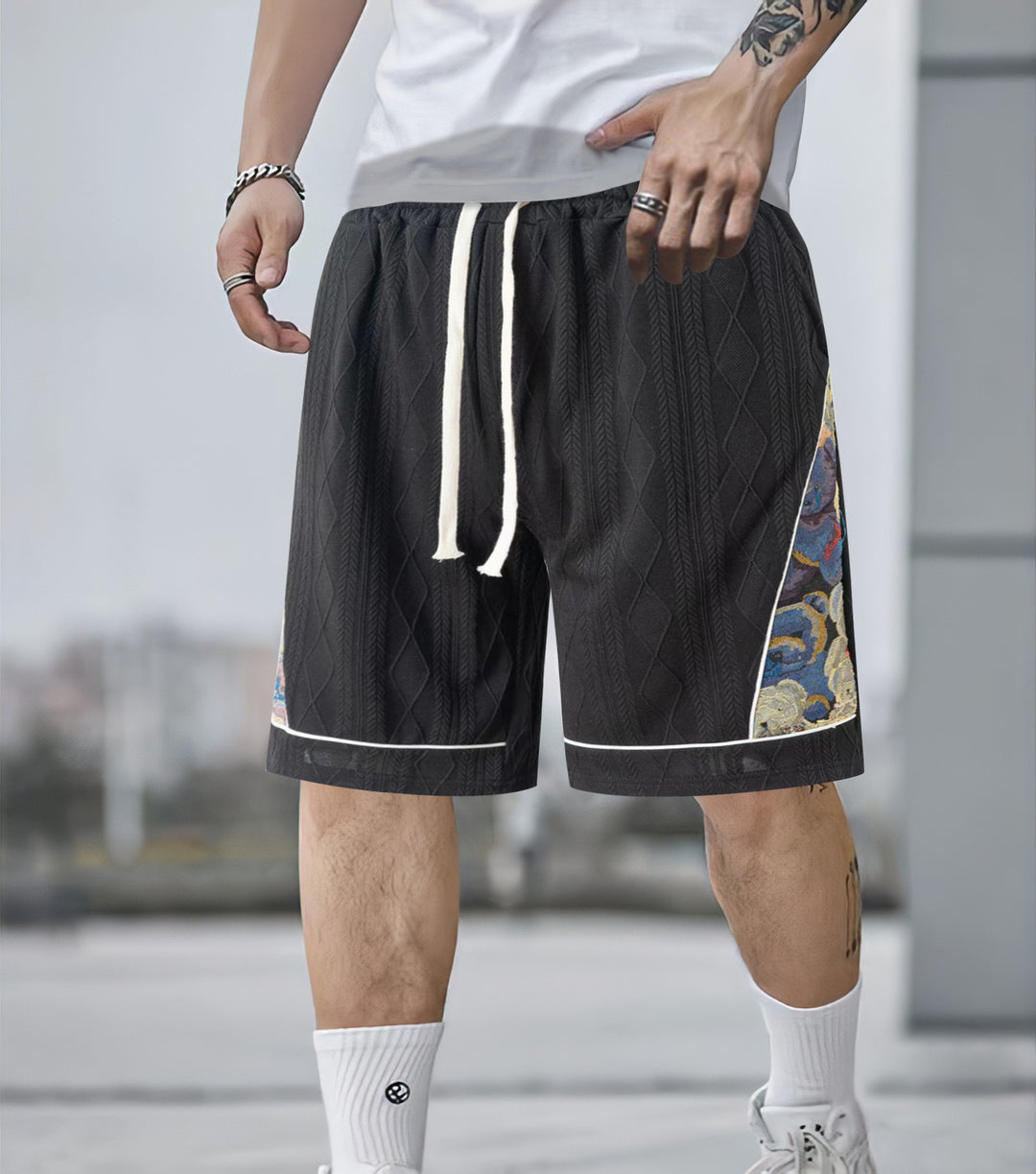 Herren modische Shorts mit kreativem grafischen Design Echoarchiv