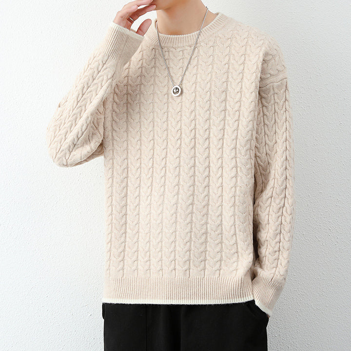 Herren Grobstrickpullover mit Zopfmuster Echoarchiv