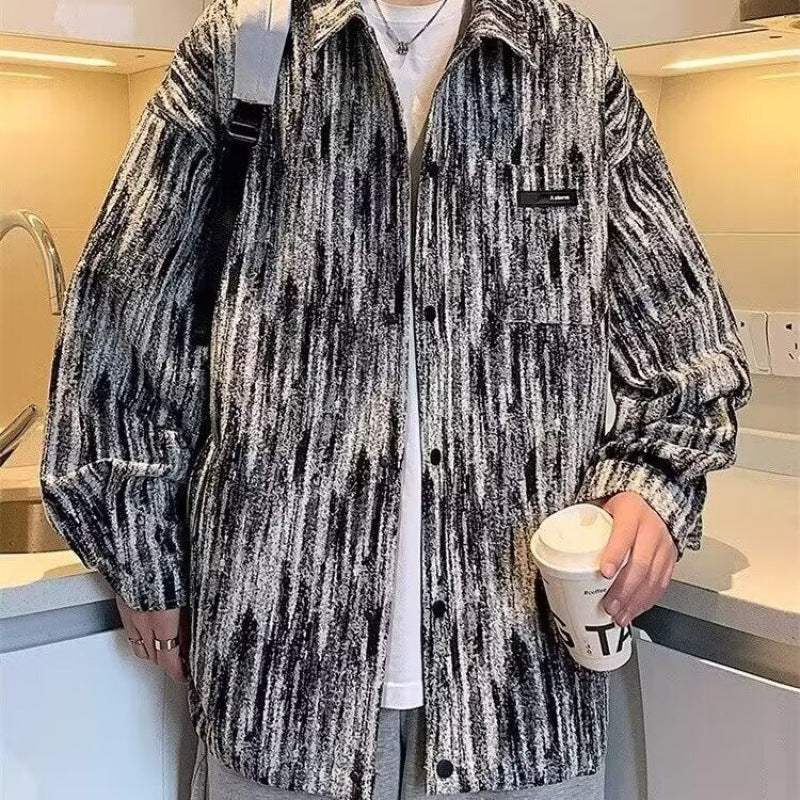 Herren modische Hemdjacke mit strukturiertem Muster Echoarchiv