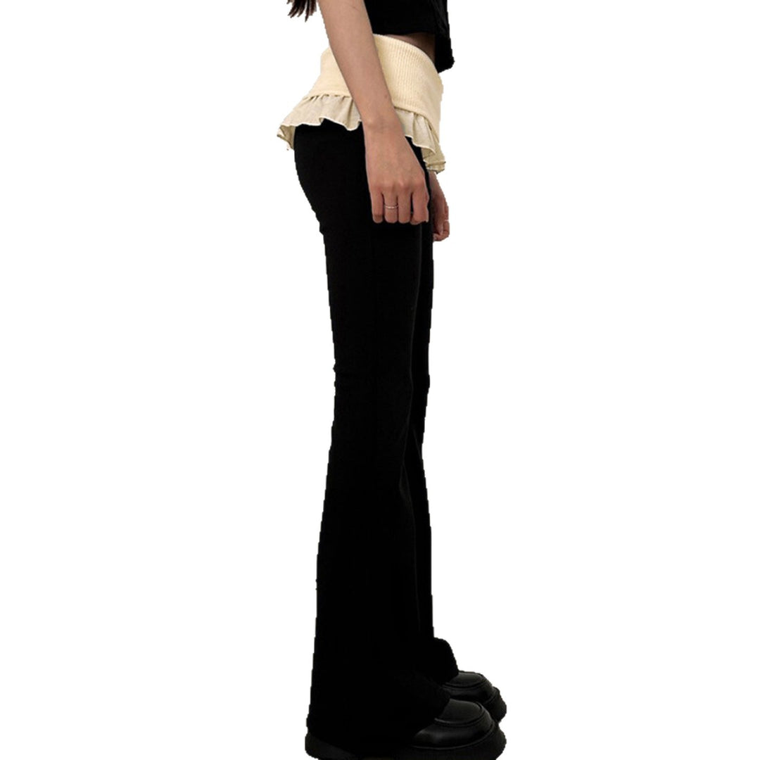 Damen nan taillierte Highwaist Schlaghose mit Zierband, Gürtelschlaufen und ausgestelltem Bein Echo Archiv