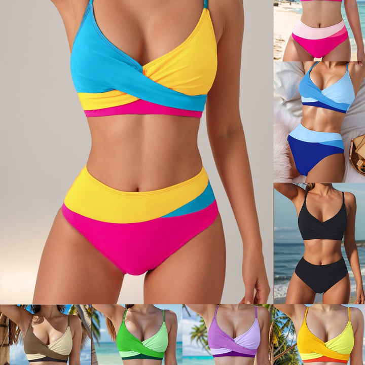 Damen Hochtaillierter Bikini mit überkreuztem Oberteil und eleganten Raffungselementen Echo Archiv