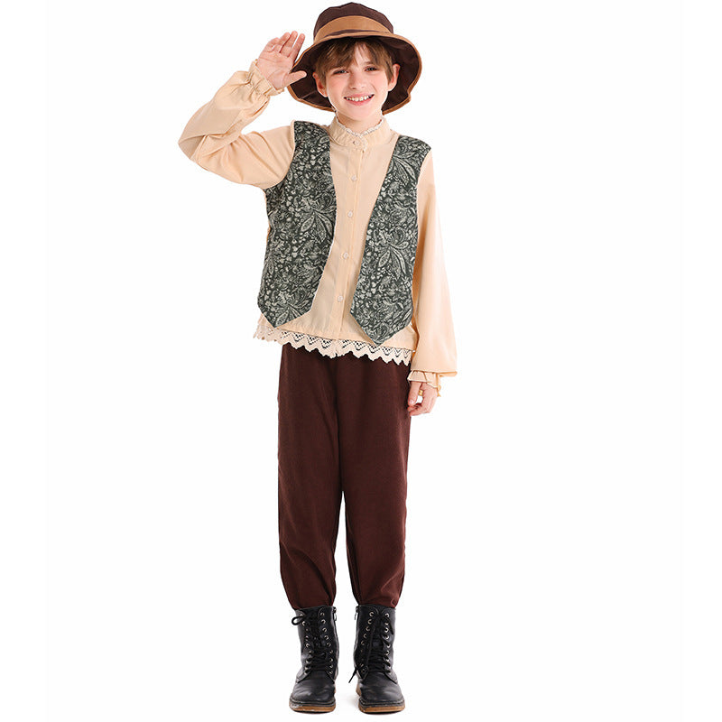 Unisex nan Kinderkostüm Set mit bestickter Paisley-Weste und Rüschenbluse Echo Archiv