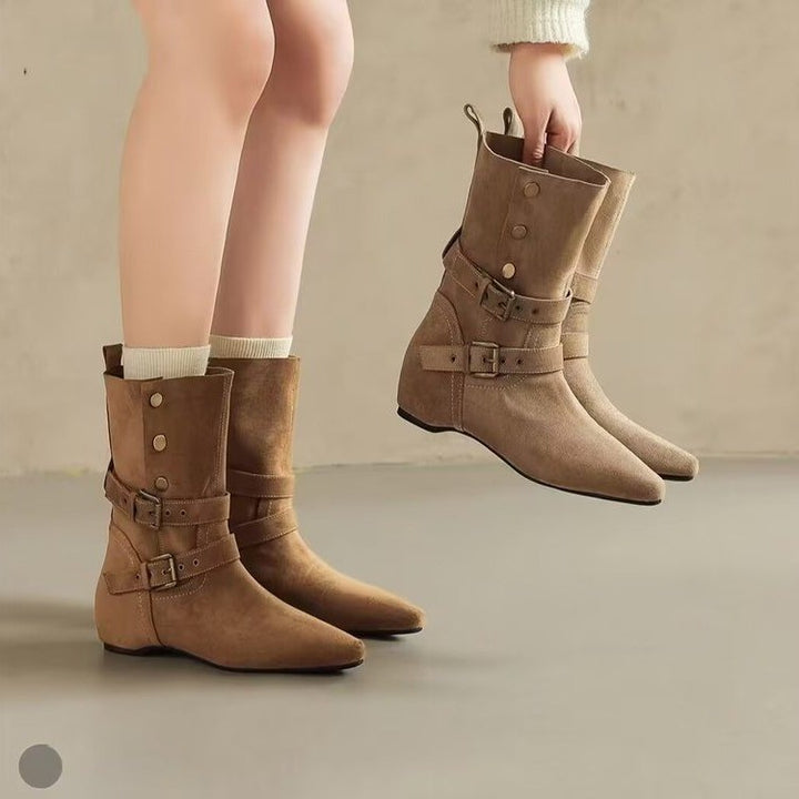 Damen Elegante Ankle-Stiefel mit dekorativen Schnallen Echo Archiv