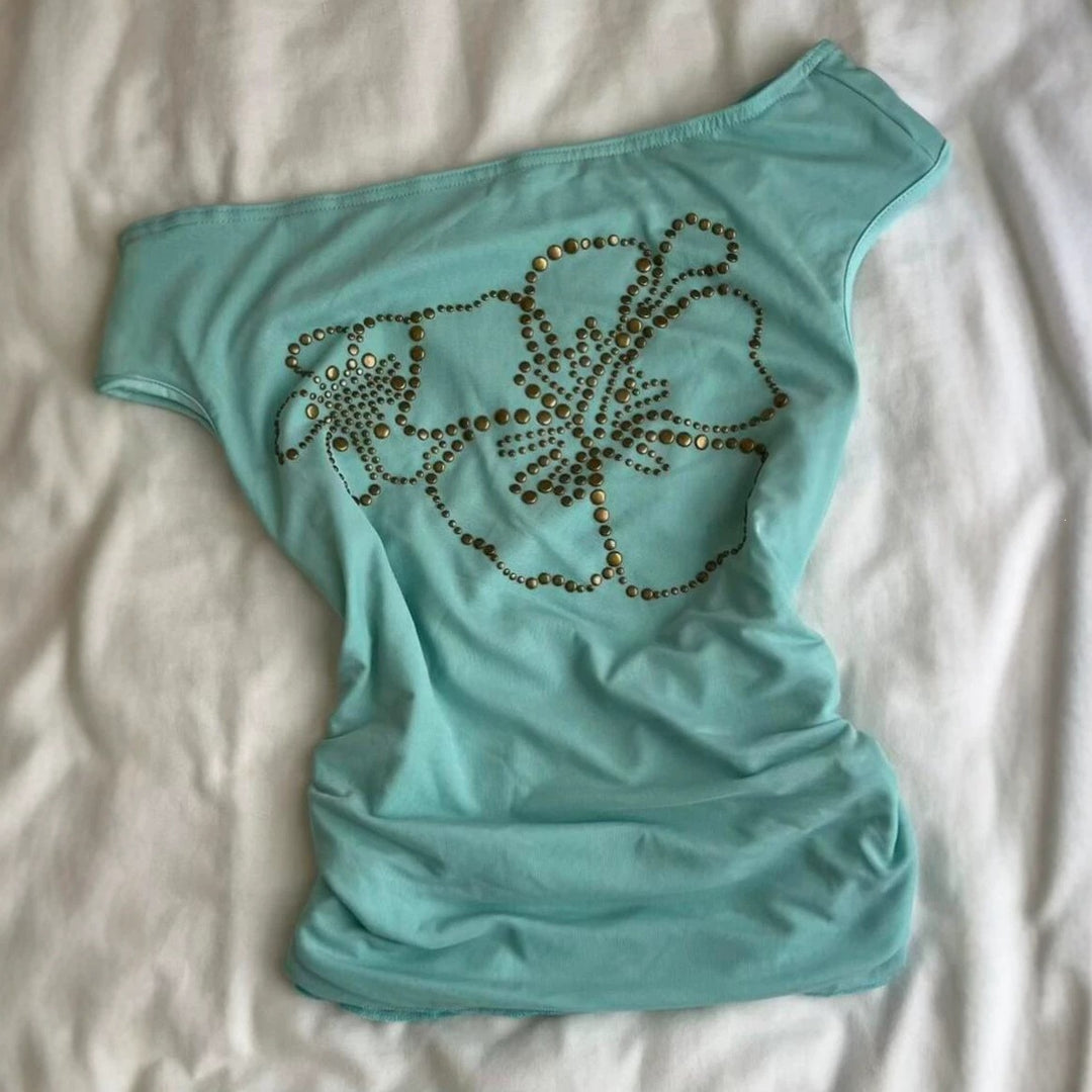 Damen Off-Shoulder Oberteil mit glitzernden Details Echo Archiv