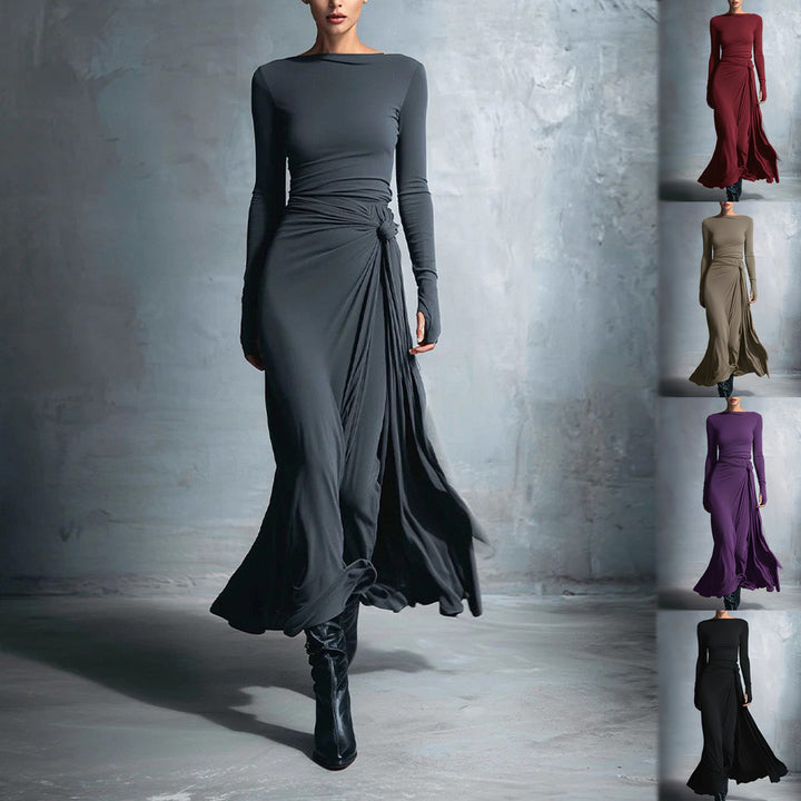 Damen elegantes Abendkleid mit langem Arm und Wickeldesign Echo Archiv