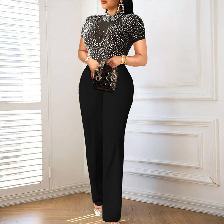 Damen eleganter Jumpsuit mit schimmerndem Perlen-Besatz Echo Archiv