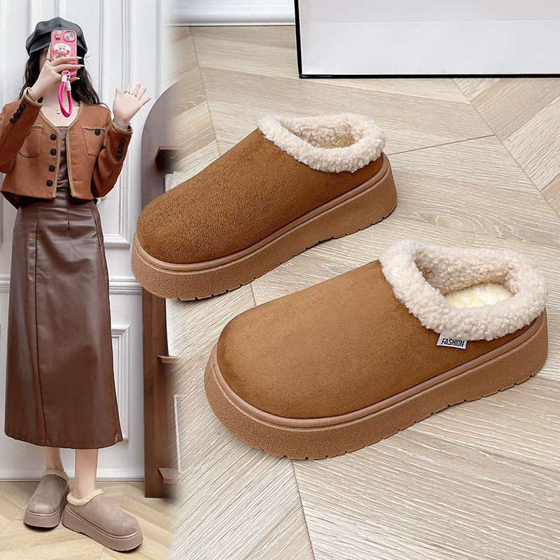 Damen Kuschelige Slipper‑Pantoffeln mit hohem Plateau und Teddyinnenfutter Echo Archiv