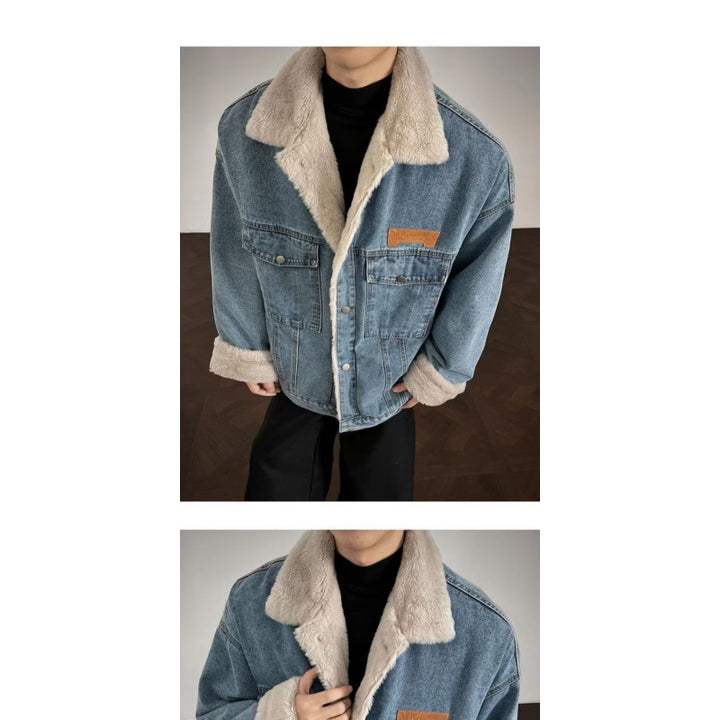 Herren Denim-Jacke mit Kunstfellkragen Echo Archiv