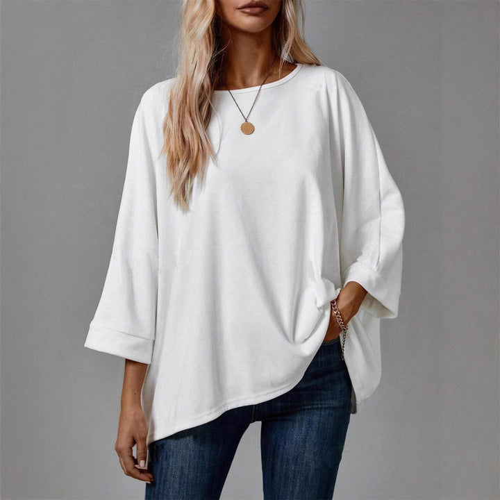 Damen Oversize Tunika‑Bluse mit U‑Boot‑Ausschnitt und dreiviertelärmeln Echoarchiv