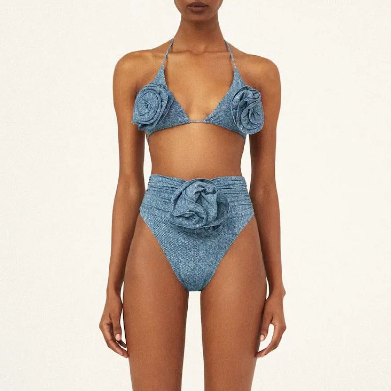 Damen Triangel-Bikini-Set mit floralem Design und elegantem Wickelrock Echo Archiv