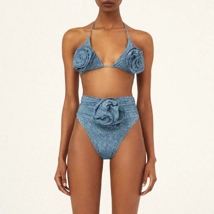 Damen Triangel-Bikini-Set mit floralem Design und elegantem Wickelrock Echo Archiv