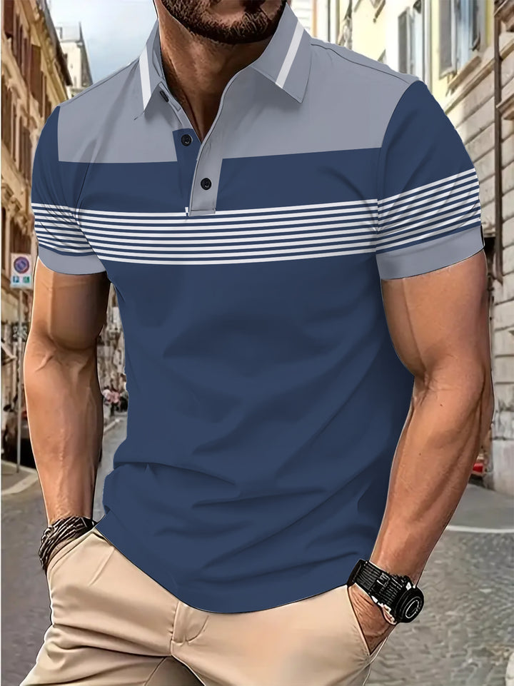 Herren Poloshirt mit modernem Streifendesign und atmungsaktivem Gewebe Echoarchiv