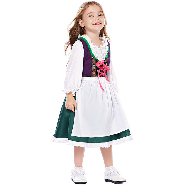 Damen nan dreiteiliges Trachtenkleid Dirndl Kostümset mit Schnürung, tailliertem Rock und abnehmbarer Carmenbluse Echo Archiv