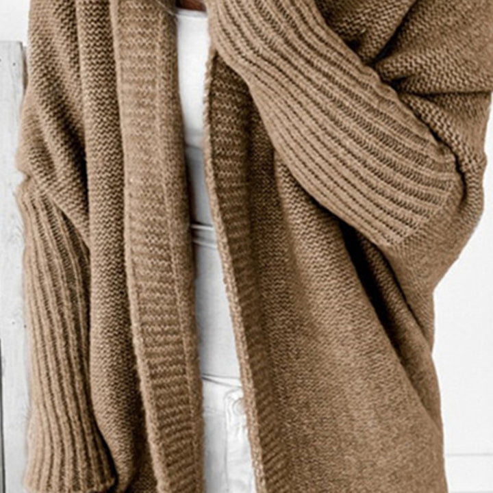 Damen Longline Kapuzen-Strickcardigan mit offener Front – Veloura
