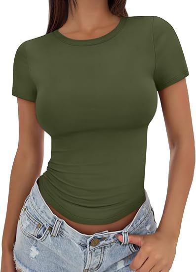 Damen figurbetontes Kurzarm-T-Shirt aus elastischem Material Echo Archiv