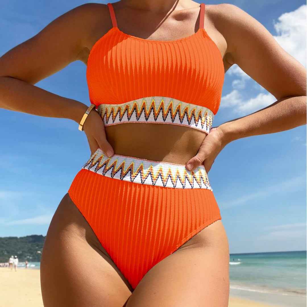 Damen Bunt gemusterter High-Waist Bikini Echo Archiv