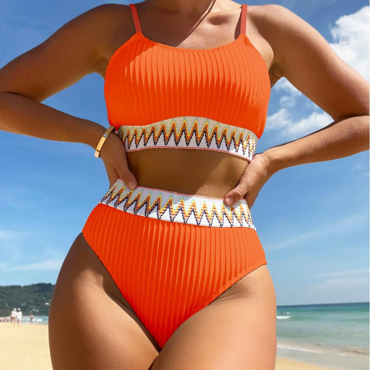 Damen Bunt gemusterter High-Waist Bikini Echo Archiv