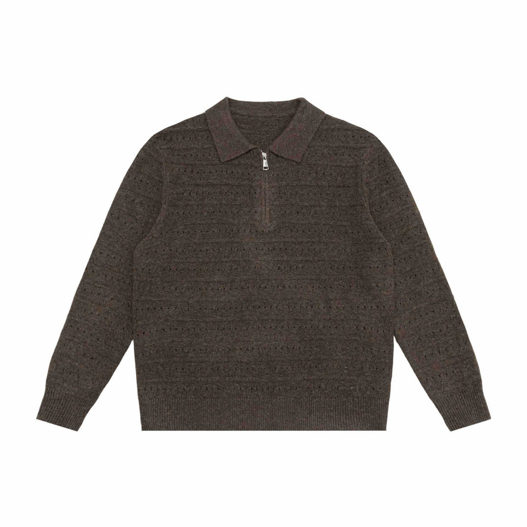 Herren Strick-Poloshirt mit Halbzipper und Strukturstrick Echoarchiv