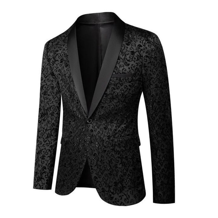 Herren Extravaganter Smokingblazer mit floralem Jacquard-Muster Echoarchiv