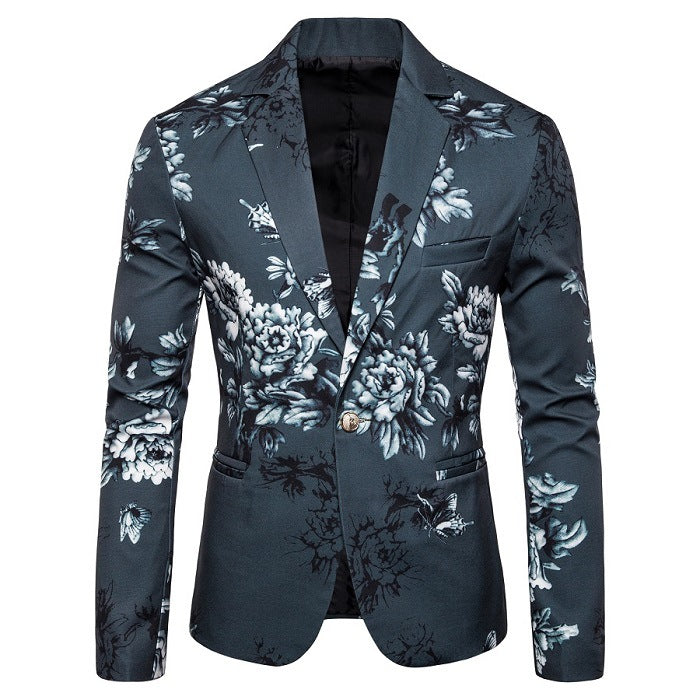 Herren eleganter Blazer mit floralen Mustern und strukturiertem Design Echoarchiv