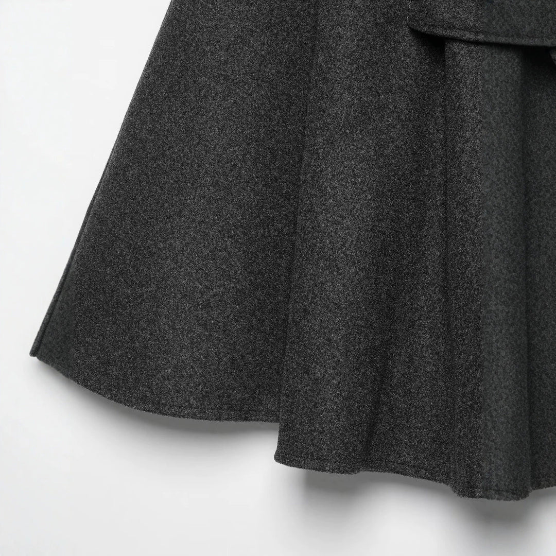 Damen Wollcape-Mantel mit Stehkragen, Knopfverschluss und Bindegürtel Echo Archiv