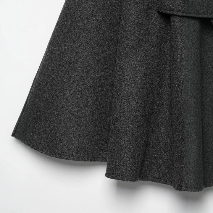 Damen Wollcape-Mantel mit Stehkragen, Knopfverschluss und Bindegürtel Echo Archiv