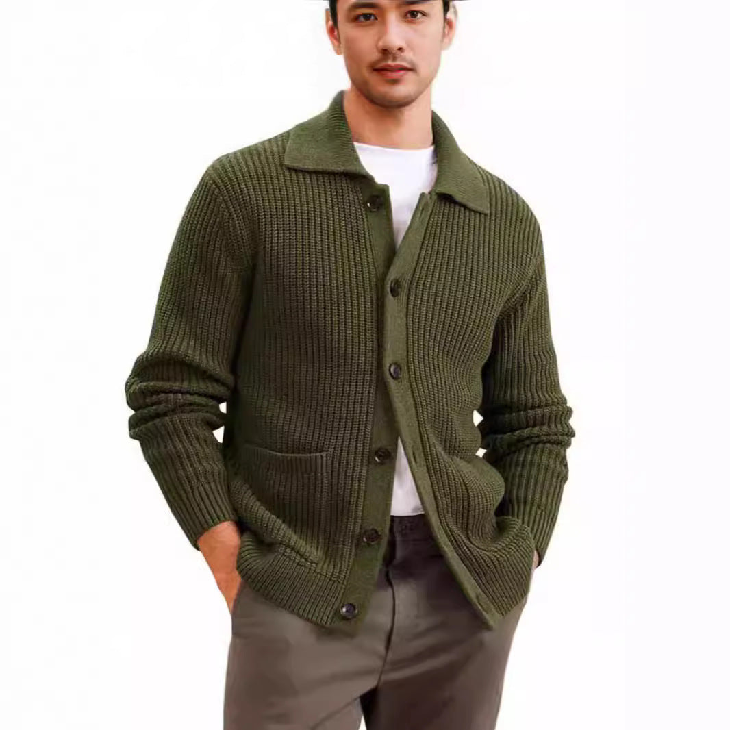 Herren Strickjacke mit großflächiger Rippstruktur und praktischen Taschen Echoarchiv