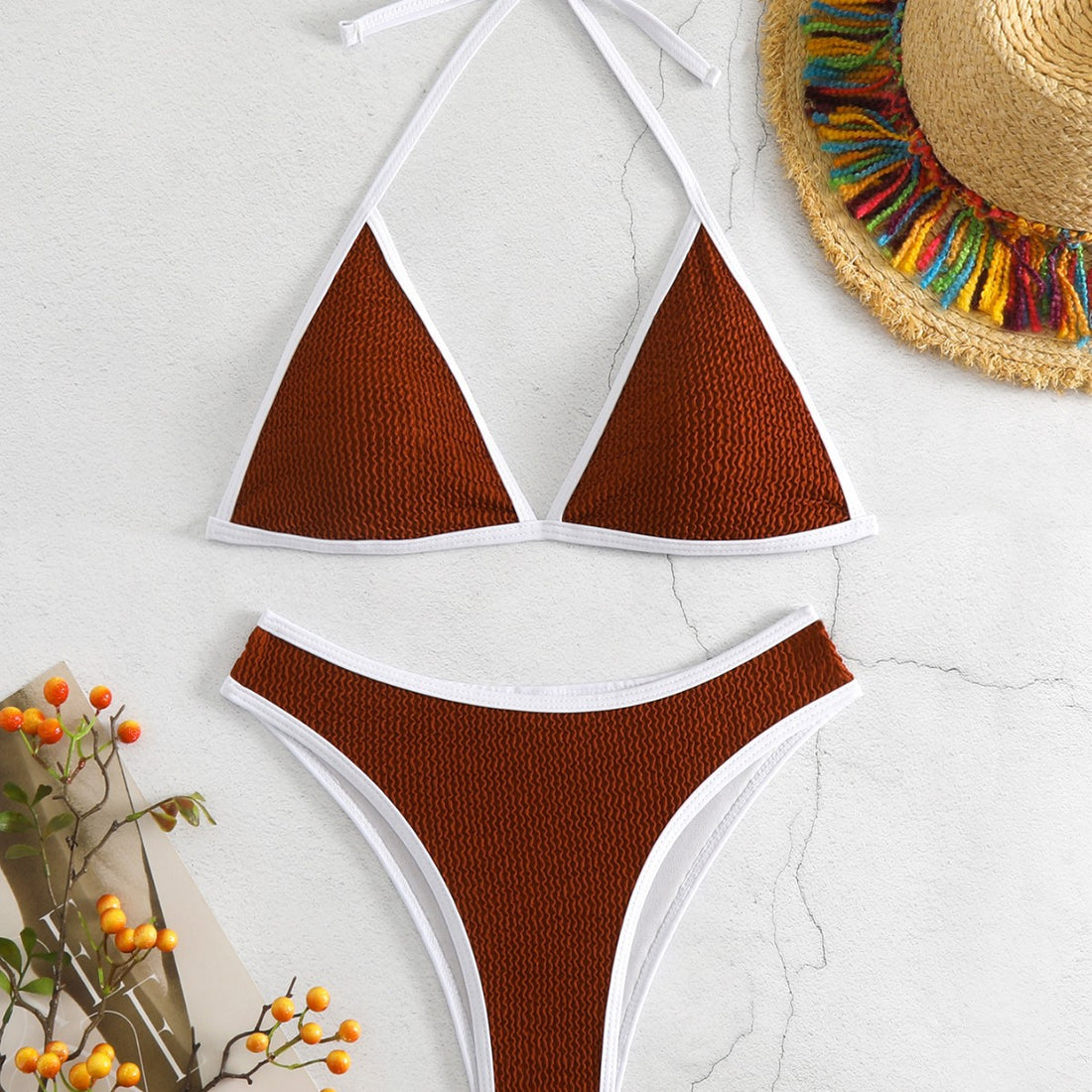 Damen Triangel-Bikini-Set mit kontrastierenden Borten – Maréssa