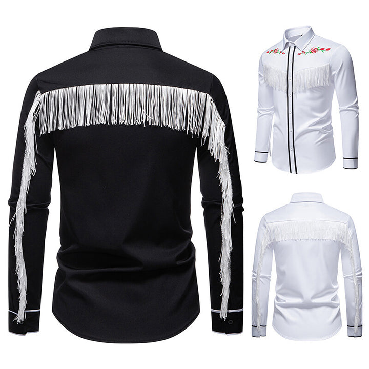 Herren elegante Westernbluse mit Fransen und bestickten Motiven Echoarchiv