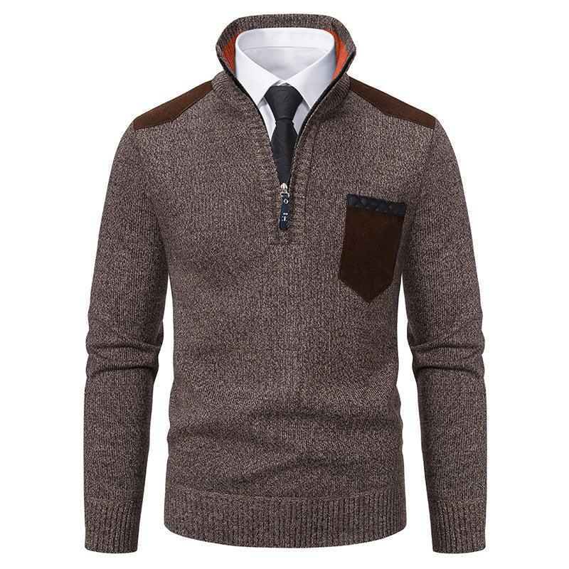 Herren modischer Pullover mit Stehkragen und praktischem Reißverschluss Echoarchiv