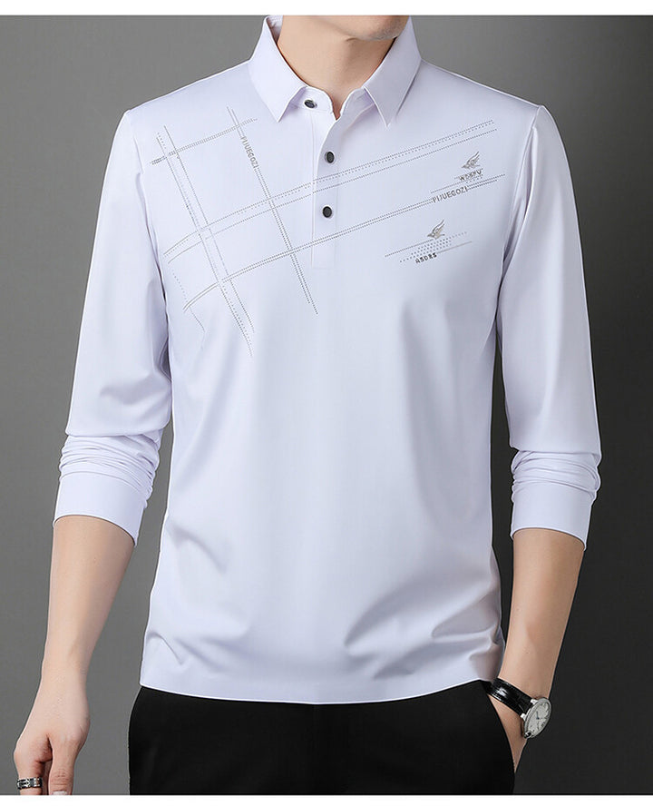 Herren Sportliches Langarm Poloshirt mit innovativem Design Echoarchiv