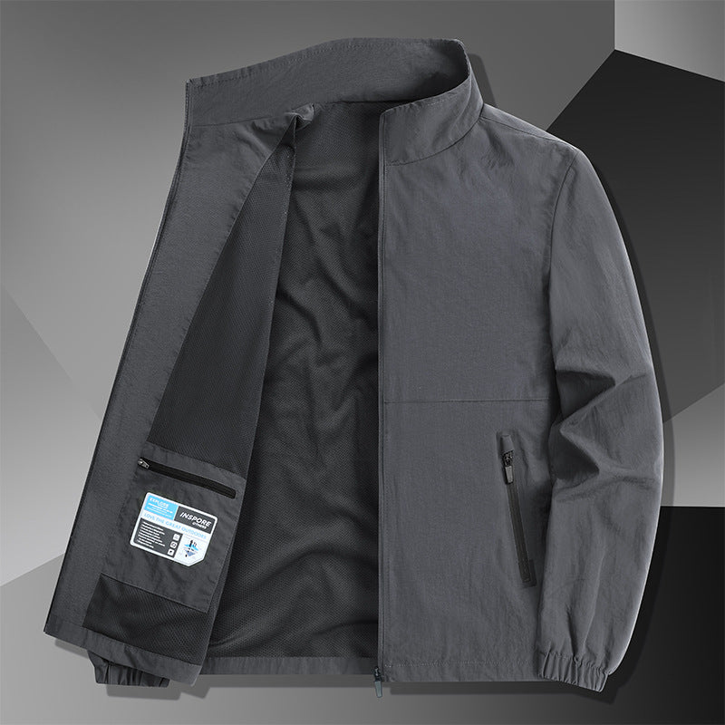 Herren Leichte Baumwoll-Mix-Übergangsjacke mit Stehkragen und verdecktem Reißverschluss Echo Archiv