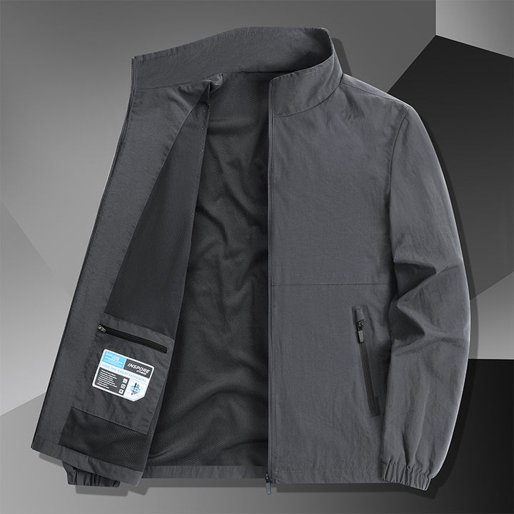 Herren Leichte Baumwoll-Mix-Übergangsjacke mit Stehkragen und verdecktem Reißverschluss Echo Archiv