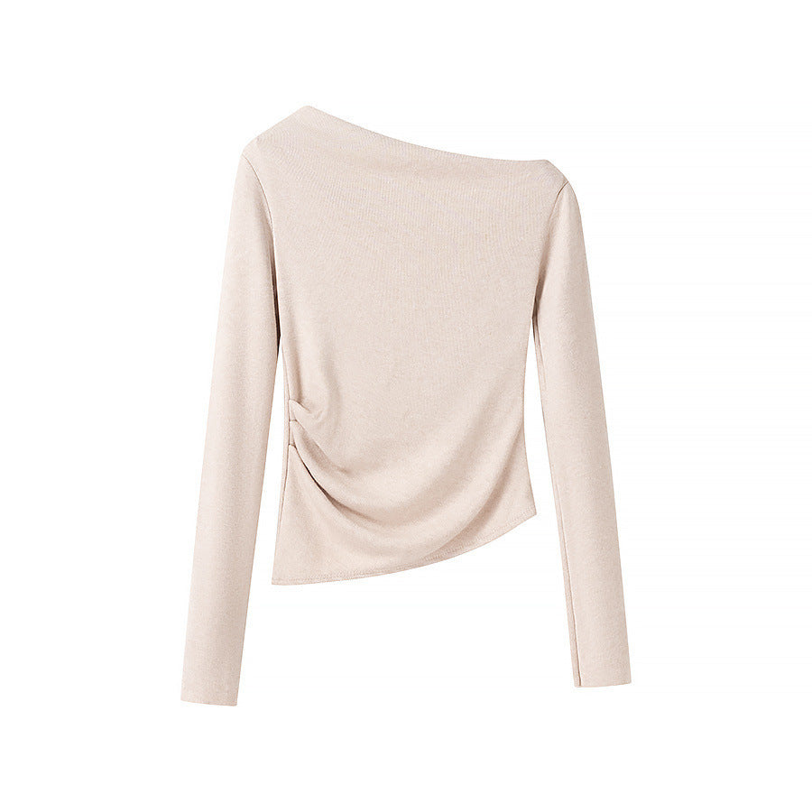 Damen Asymmetrisches One-Shoulder Langarmshirt mit Raffung Echo Archiv