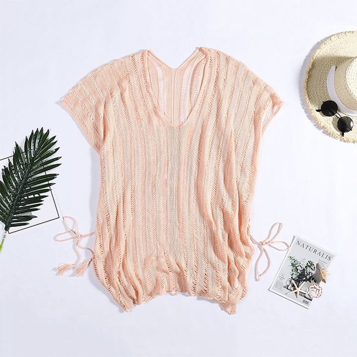 Damen lässige Strickbluse mit seitlichen Bindebändern Echo Archiv