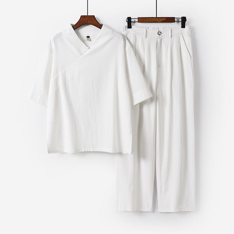 Unisex Locker sitzendes Lounge-Set im Kimono-Stil mit halblangem Arm und elastischer Bundhose Echoarchiv
