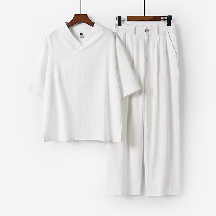 Unisex Locker sitzendes Lounge-Set im Kimono-Stil mit halblangem Arm und elastischer Bundhose Echoarchiv