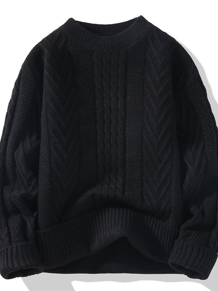 Herren Grobstrickpullover mit Zopfmuster und lässigem Schnitt Echoarchiv