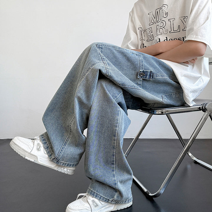 Herren lässige Cargo-Jeans mit weiten Beinen und praktischen Seitentaschen Echoarchiv