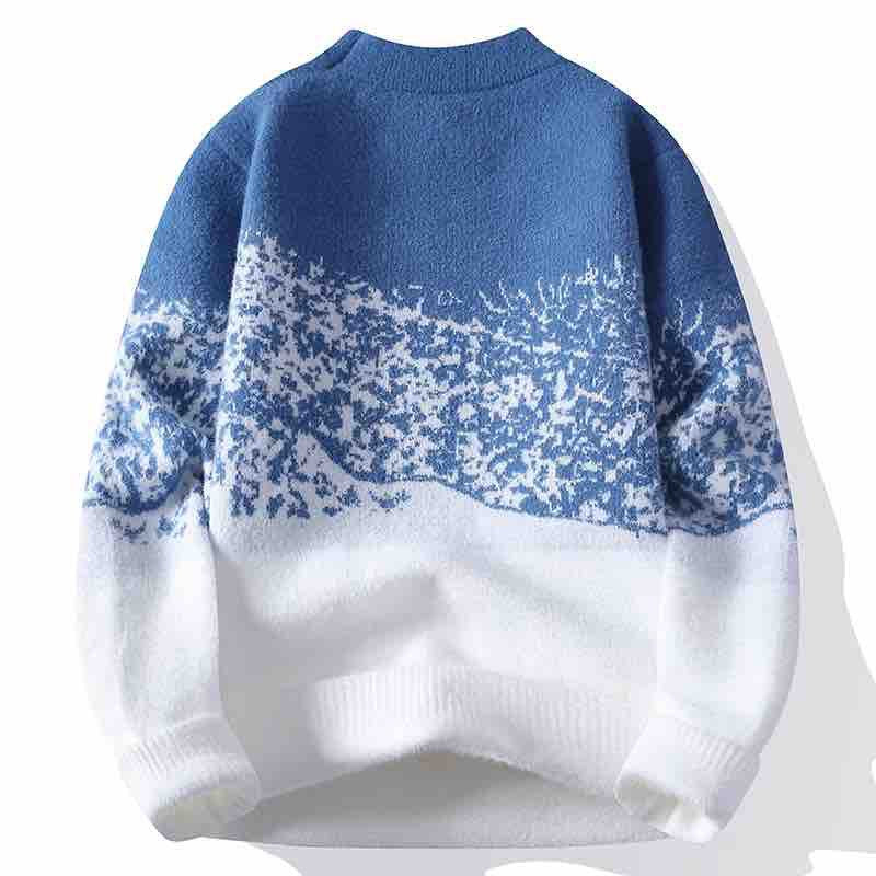 Unisex Oversized Strickpullover mit Jacquardstruktur und Rundhalsausschnitt Echo Archiv