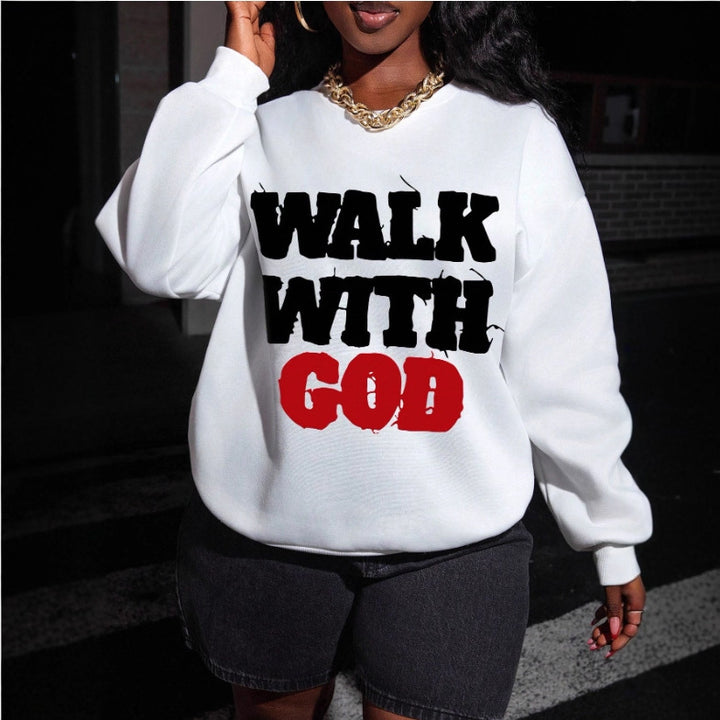 Damen nan Statement-Sweatshirt mit religiösem Typo-Print, oversized Schnitt, Rundhalsausschnitt und weichem Innenfutter Echo Archiv