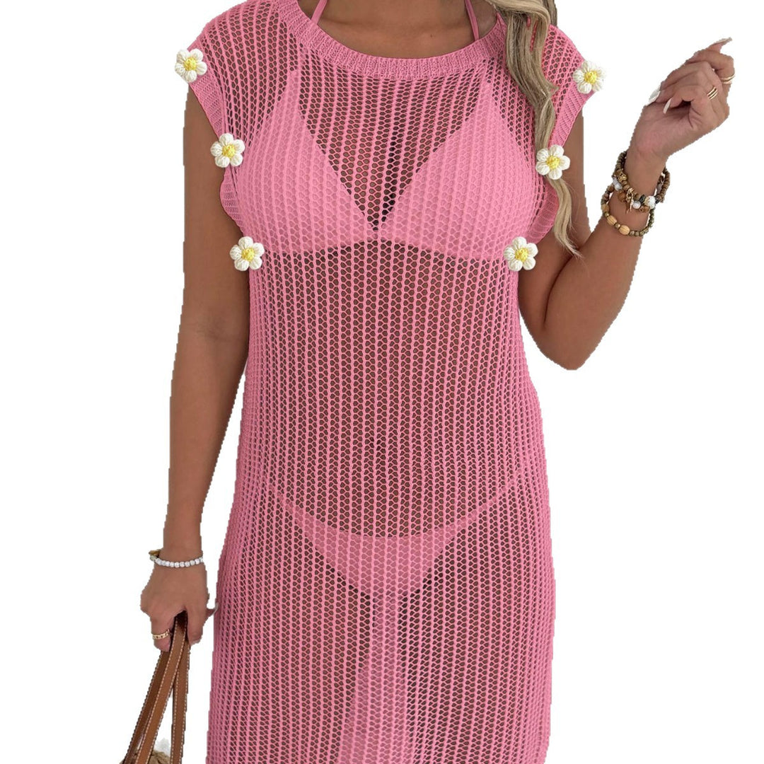 Damen luftiger Netzstrandkleid mit Fransen Echo Archiv