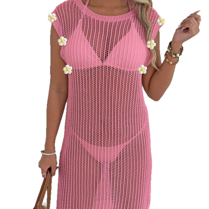 Damen luftiger Netzstrandkleid mit Fransen Echo Archiv