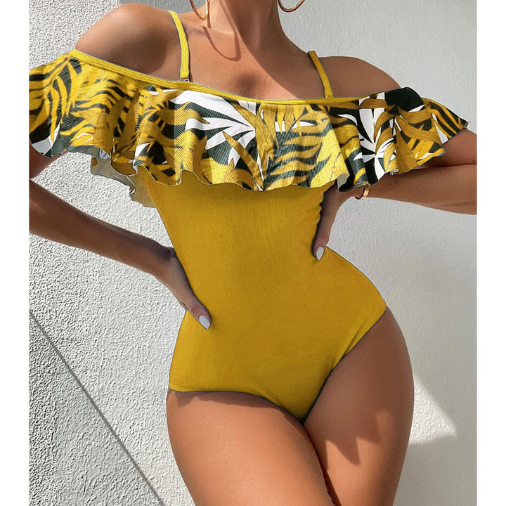 Damen Off-Shoulder Badeanzug mit voluminösem Rüschendesign Echo Archiv