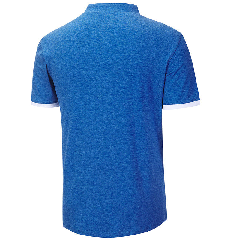 Herren Kurzarm-Henley-Shirt mit kontrastierendem Kragen und komfortabler Knopfleiste Echoarchiv