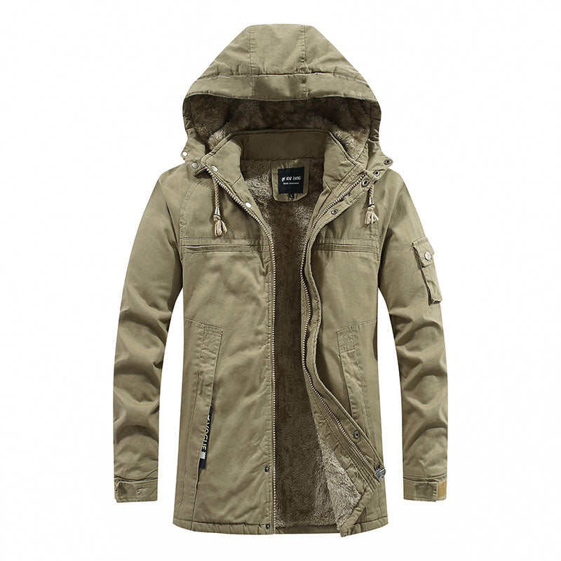 Herren Outdoor-Canvasparka mit abgenähter Kapuze, wärmender Teddyfleece-Innenlage und verdecktem Zweiwege-Reißverschluss Echo Archiv