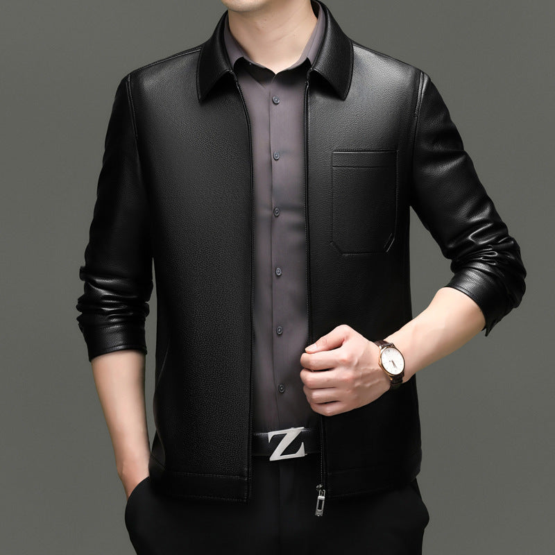 Herren Kunstlederjacke mit modernem Schnitt und praktischen Taschen Echoarchiv
