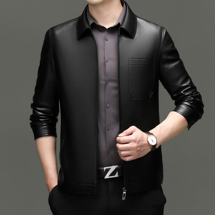 Herren Kunstlederjacke mit modernem Schnitt und praktischen Taschen Echoarchiv