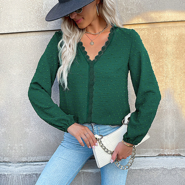 Damen Elegante Bluse mit Rüschendetails und Spitzenakzent Echo Archiv