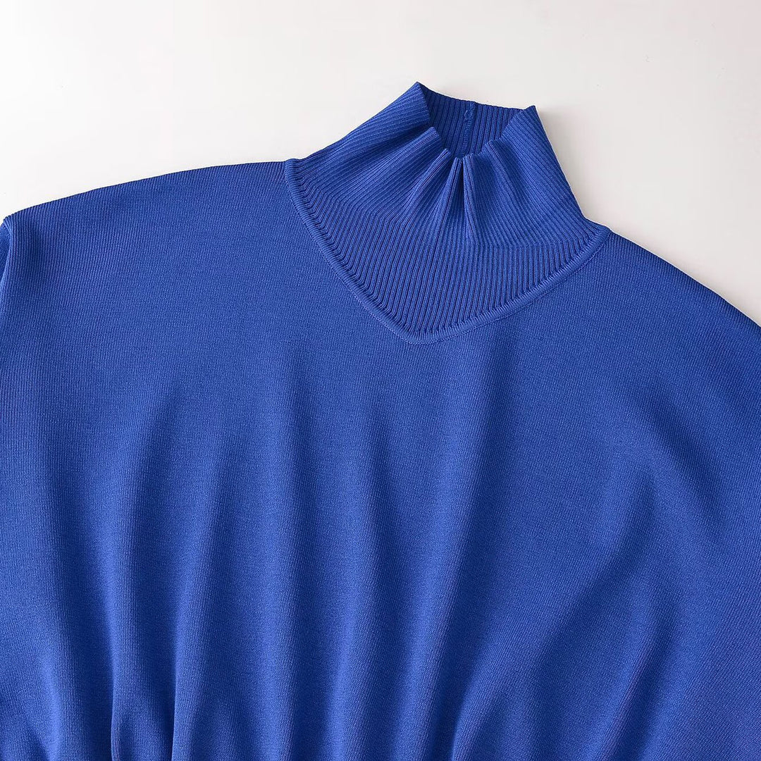 Damen Cropped Oversize-Pullover mit Stehkragen‑V‑Schlitz und gerafftem Saum Echoarchiv